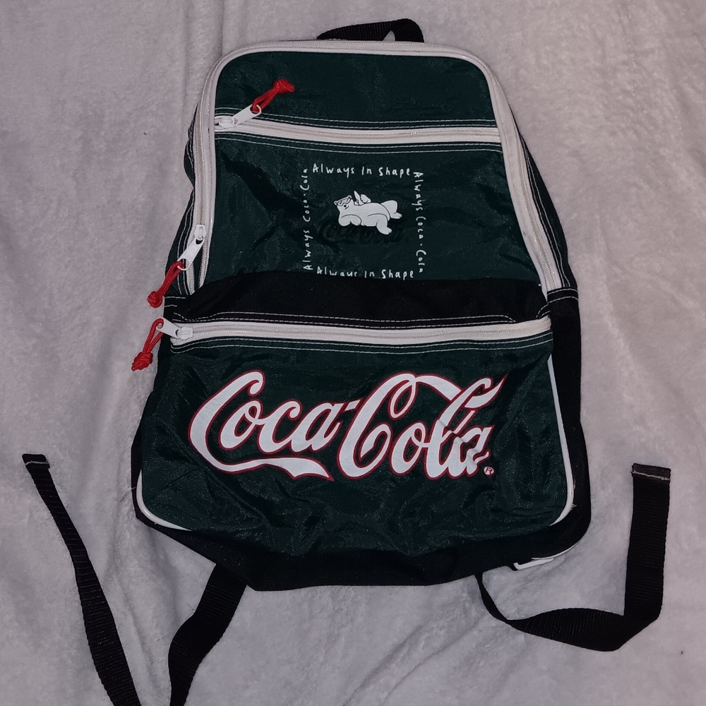1997 Coca-Cola Polar Bear Green Backpack Vintage 90s Bag Coke Coca Cola